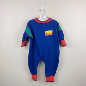 Vintage Tiny Toes Blue Sweatshirt Romper 12 Months